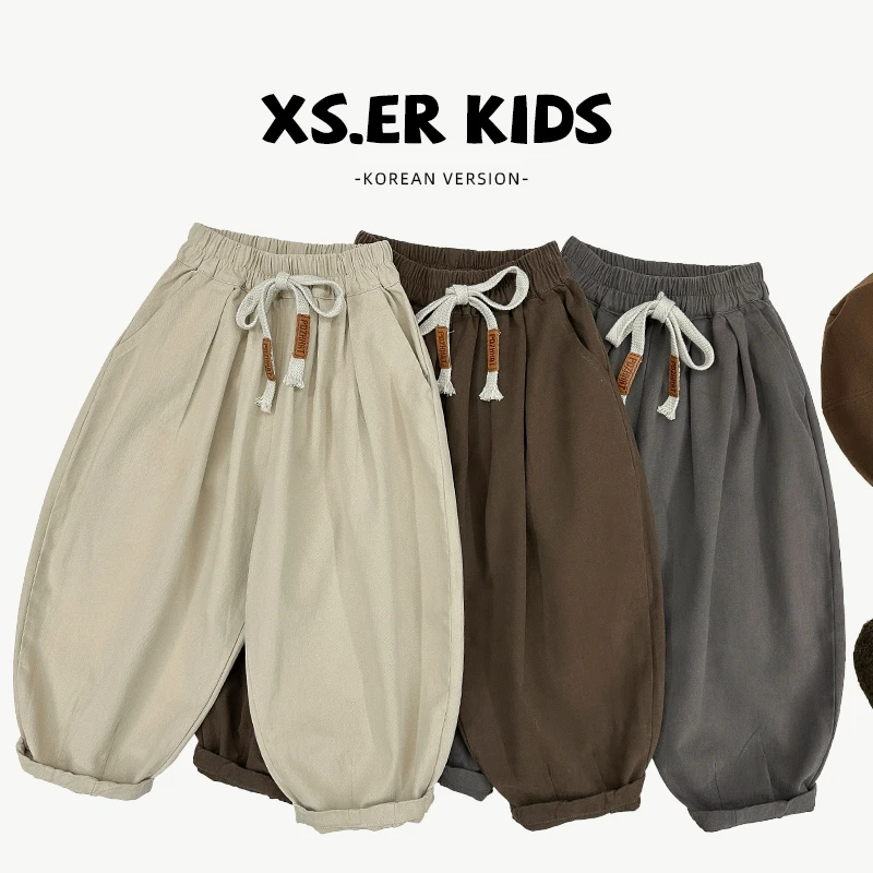 【小首尔】原版-现货-男童简约韩版休闲裤子宽松系带长裤HBB5660