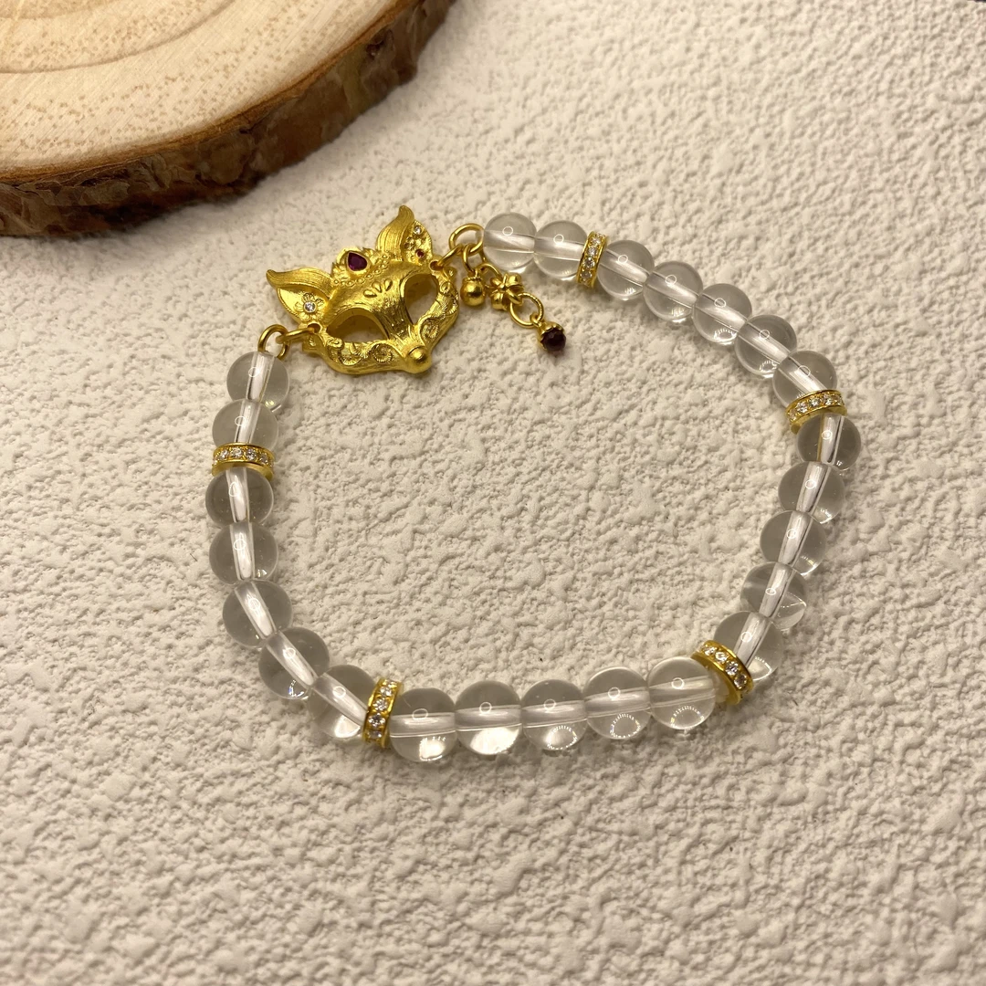 【金喜圆】足金999 狐狸面具手串 /带证书钢印