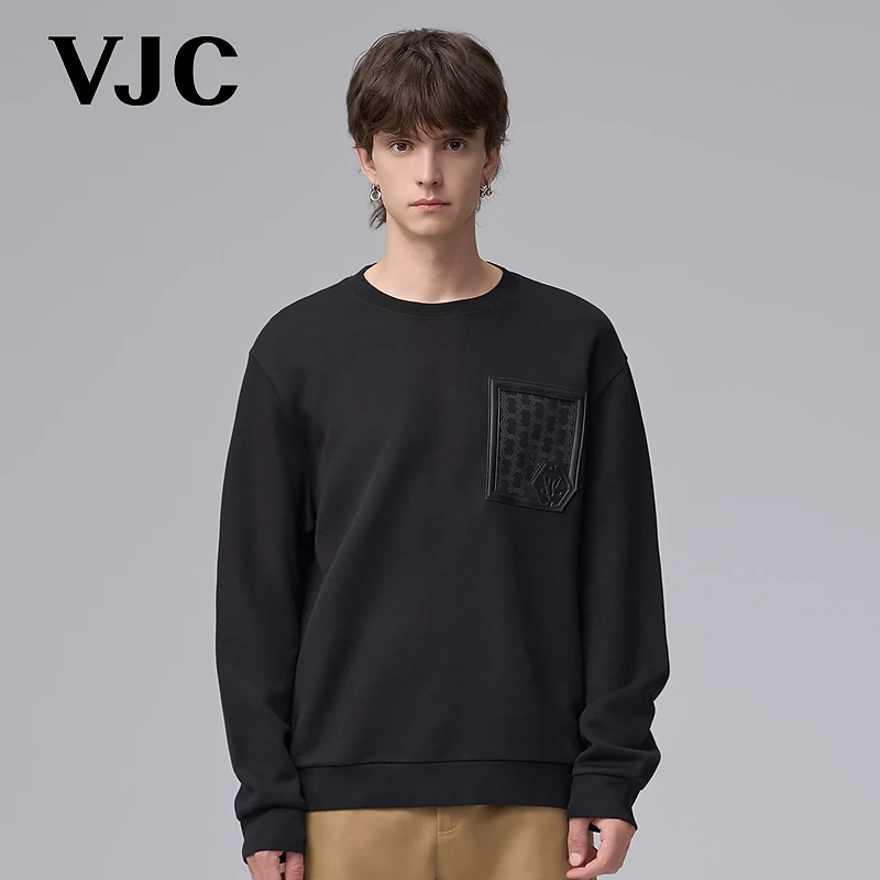 威杰思(VJC)2025秋季新款男装时尚休闲长袖卫衣潮流印花B24CE1275