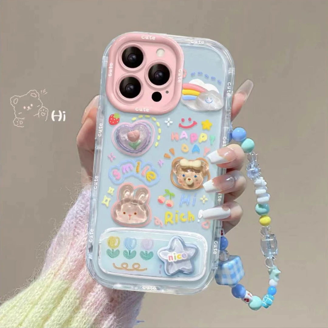 云朵公仔挂绳果冻奶油壳适用苹果16promax手机壳iPhone15plus华为