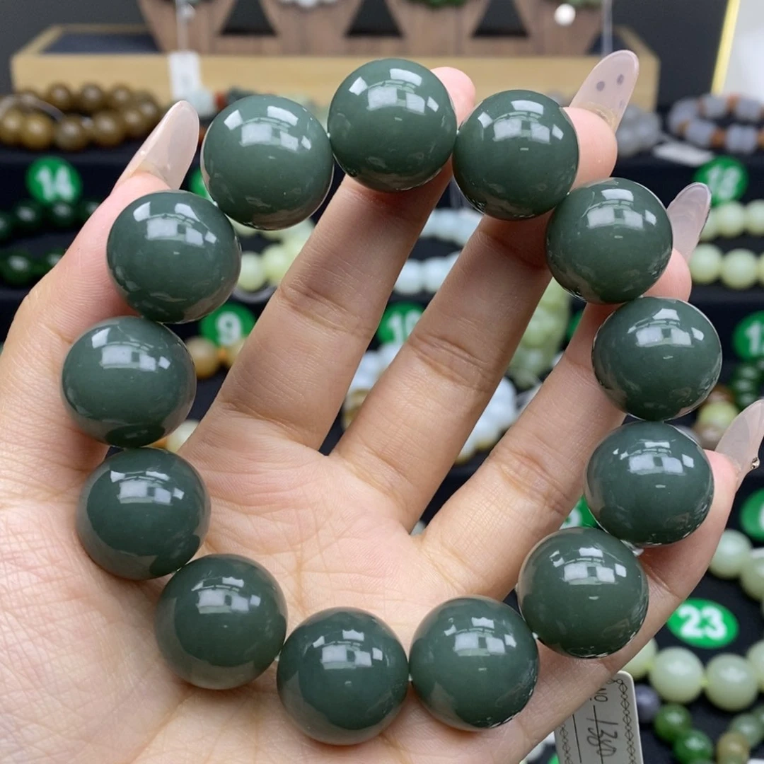 和田玉手链未镶嵌且末蓝16mm