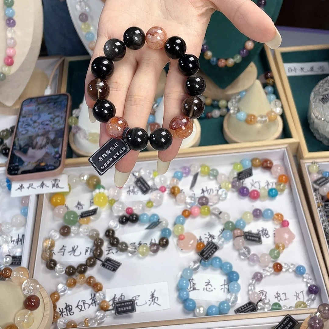 水晶手链银S925镀金镶嵌