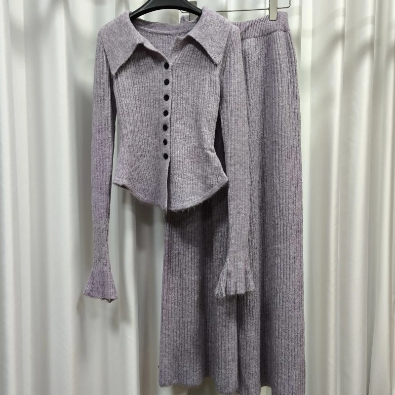 绘系列  E465 女装春休闲针织衫套装紫色