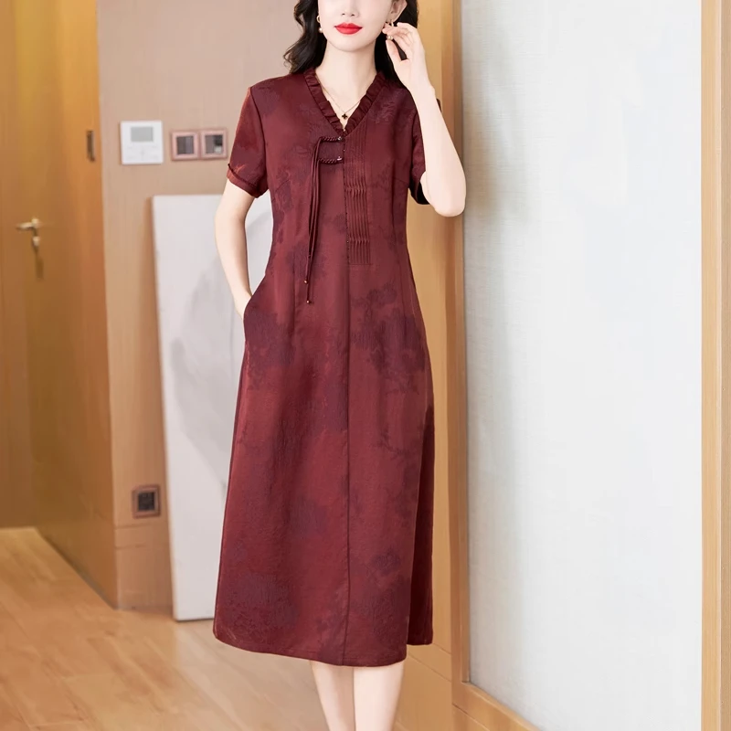 正品香云纱裙子连衣裙婚宴装平时可穿礼服新中式国风桑蚕丝真丝