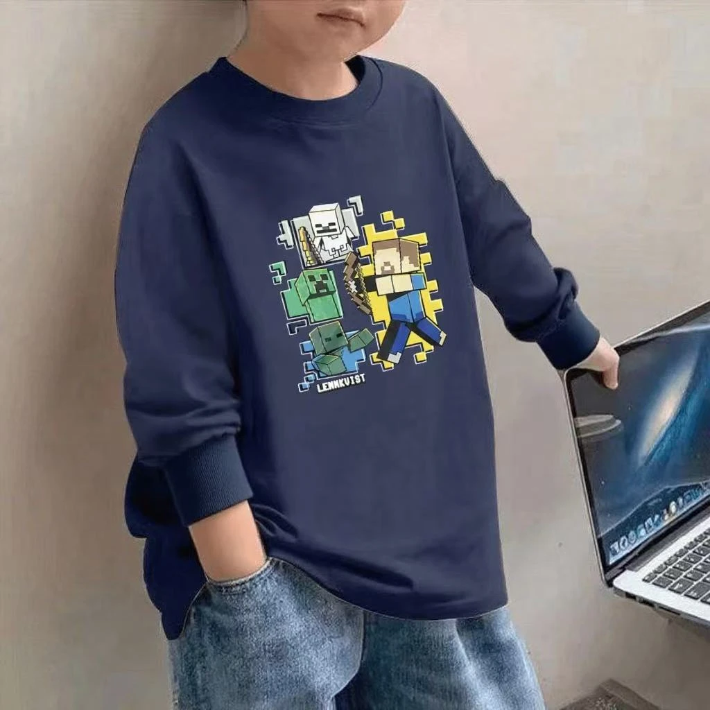 儿童男童100纯棉长袖T恤秋季新款潮流帅气宽松时尚中大童上衣t恤