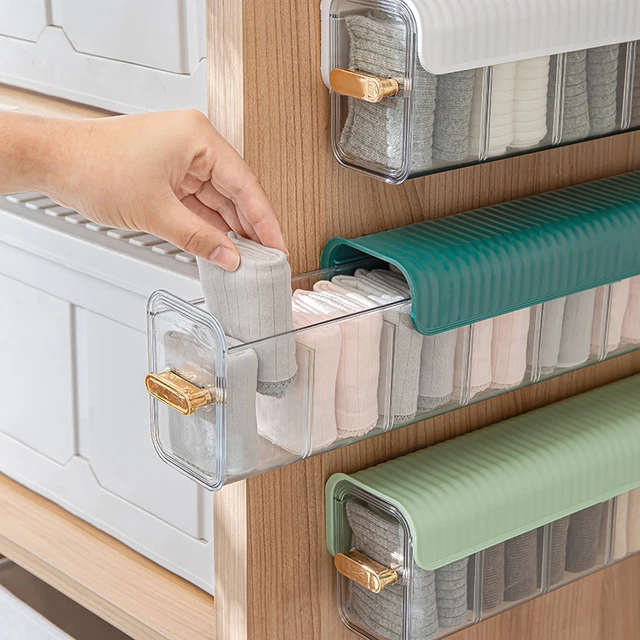 一目瞭 瞭然 收拿便捷 内裤收纳盒壁挂式袜子整理盒衣柜贴身衣物