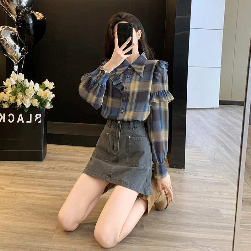 欧货重磅早春夏季2025新款女装时尚格子衬衫高级感漂亮穿搭上衣潮