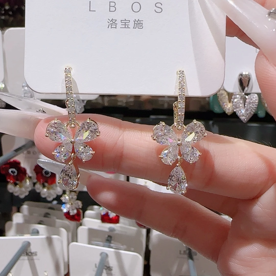 铜合金锆石925银耳环