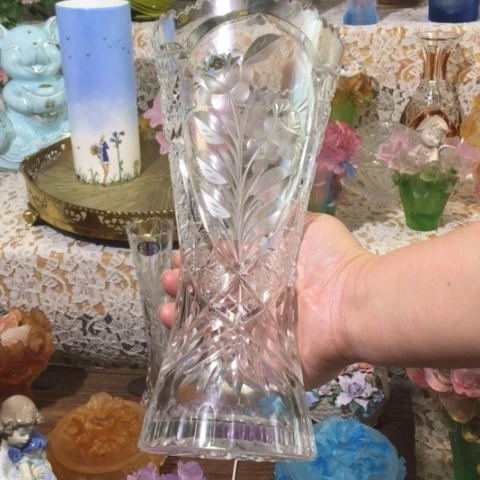有机玻璃中古德国水晶花瓶微瑕