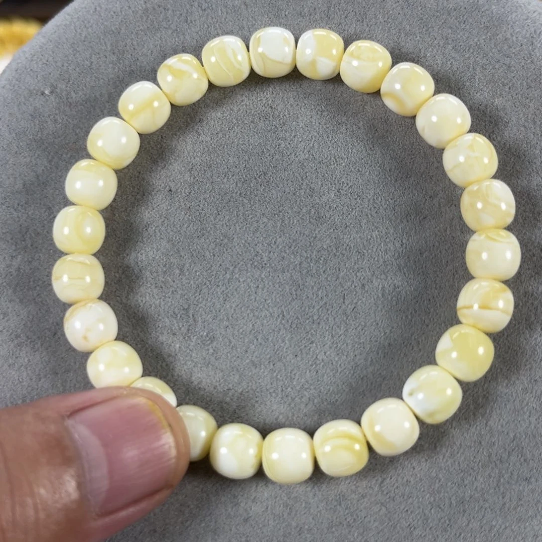 未镶嵌蜜蜡手串纯天然俄料白蜡极限弧高桩