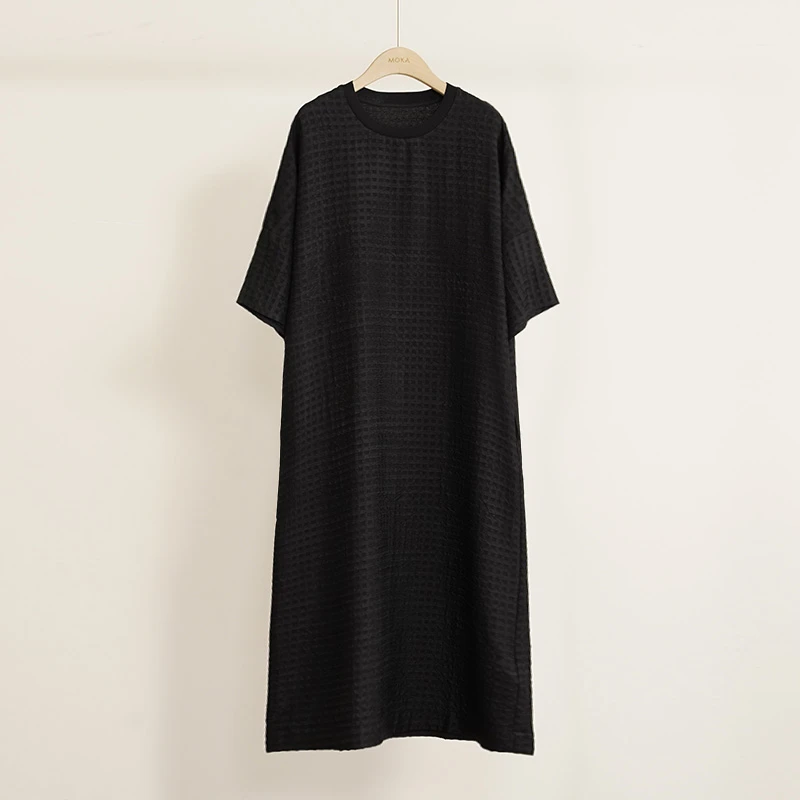 重磅桑蚕丝冠乐绉极简风舒适透气显瘦肌理感女士连衣裙（251336）