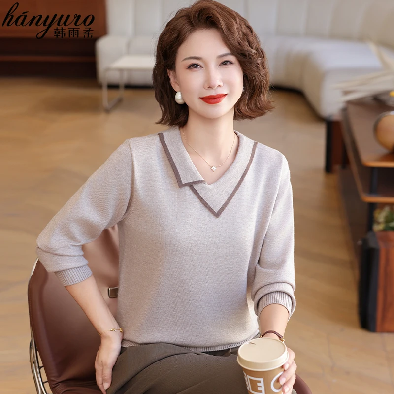 年轻妈妈秋装针织衫气质小香风上衣2025新款中老年季春秋打底衫女