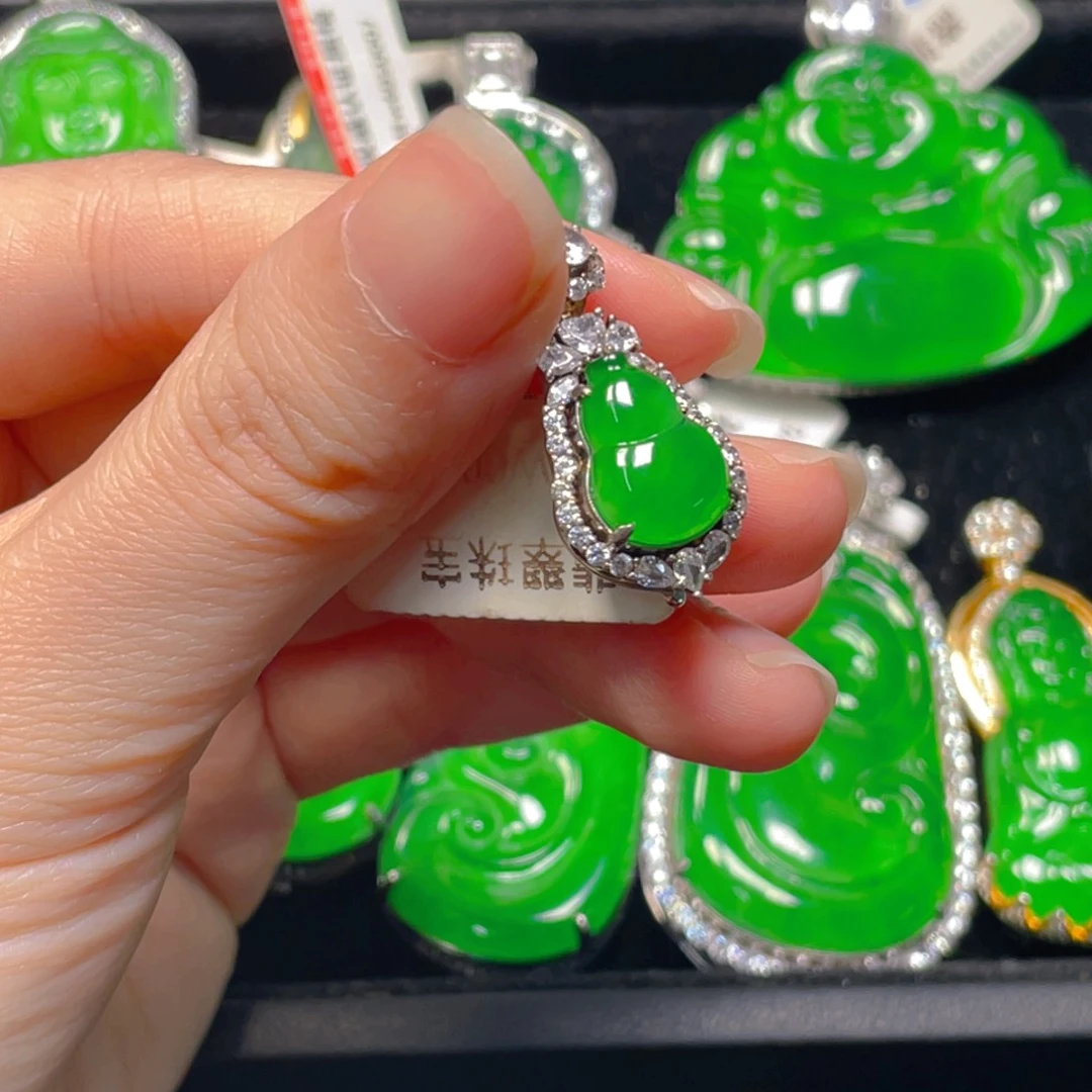 翡翠银S925镶嵌吊坠(不含链)