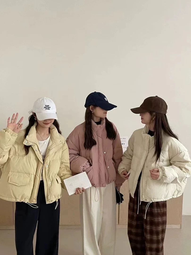 6166韩国东大门冬季新款短款立领白鸭绒羽绒服
