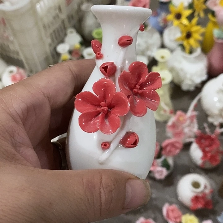 瓷片纯手工陶瓷花摆件瑕