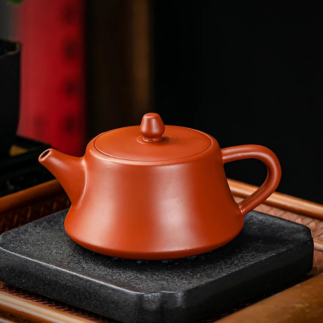 朱泥紫砂壶原矿大红袍球孔柱础壶半手工泡茶壶色家用茶具小茶壶
