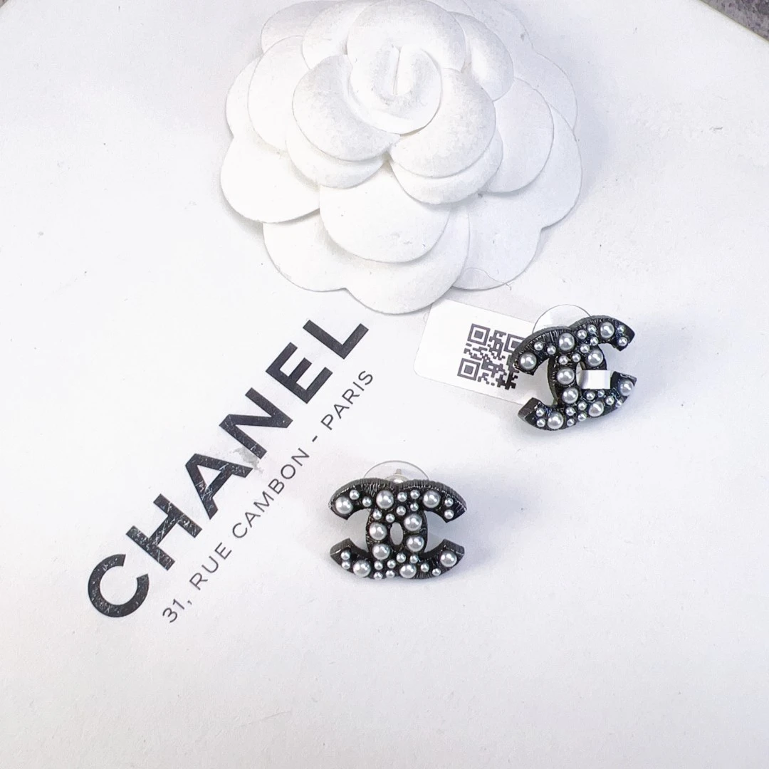 95新 Chanel/香奈儿 柚礼中古/香奈儿双c珍珠耳钉lz510528