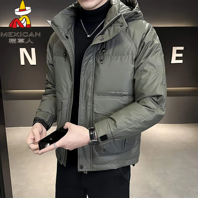 Mexican/稻草人冬季新款潮牌连帽休闲保暖羽绒服男士加厚高端外套