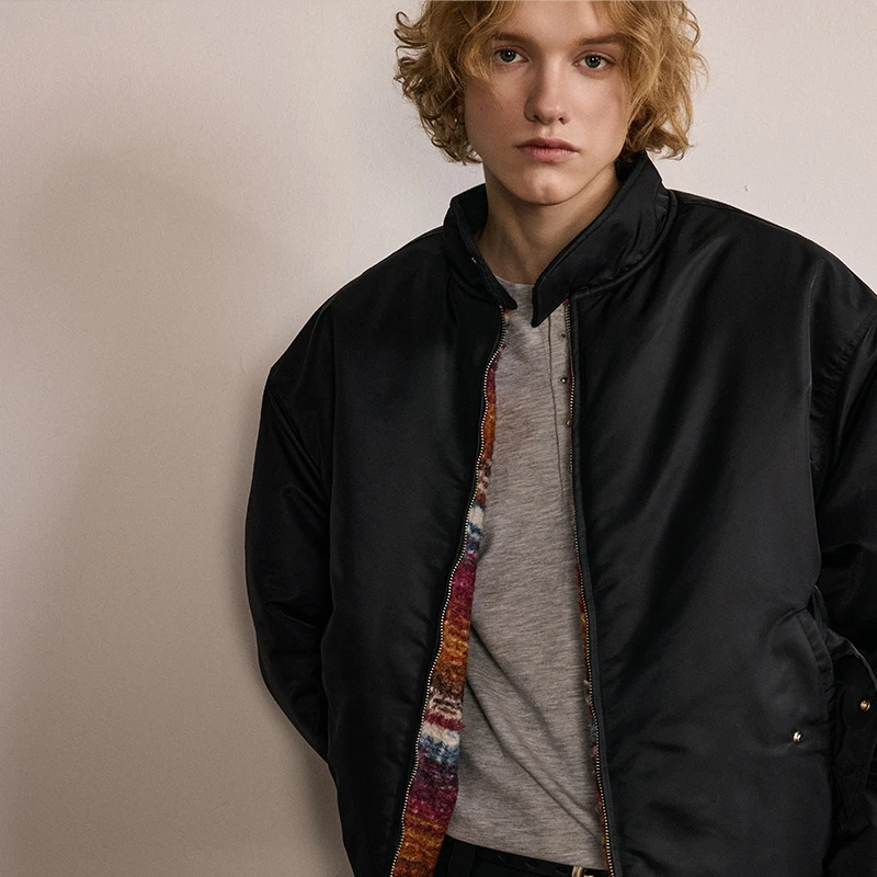 双面哈林顿御寒短宽立领Boxy版型加厚Bomber棉服