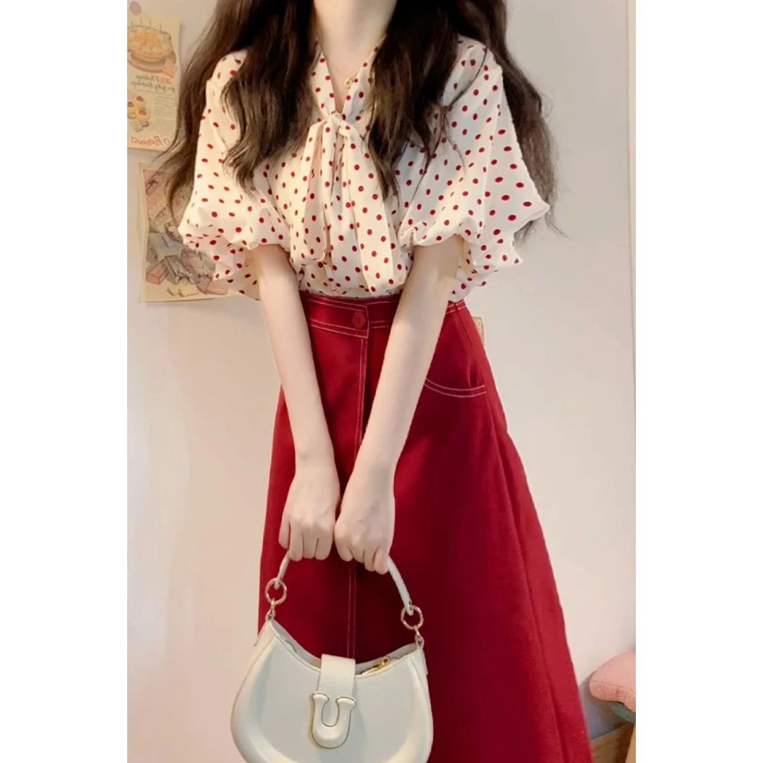 【2928人收藏】小个子波点衬衫连衣裙子夏季2025新款女装高级感穿搭