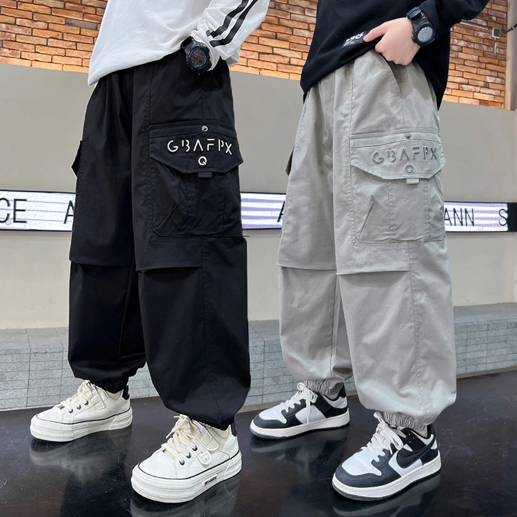 2025春秋新款男童工装裤中大童男孩儿童宽松潮流痞帅风裤子