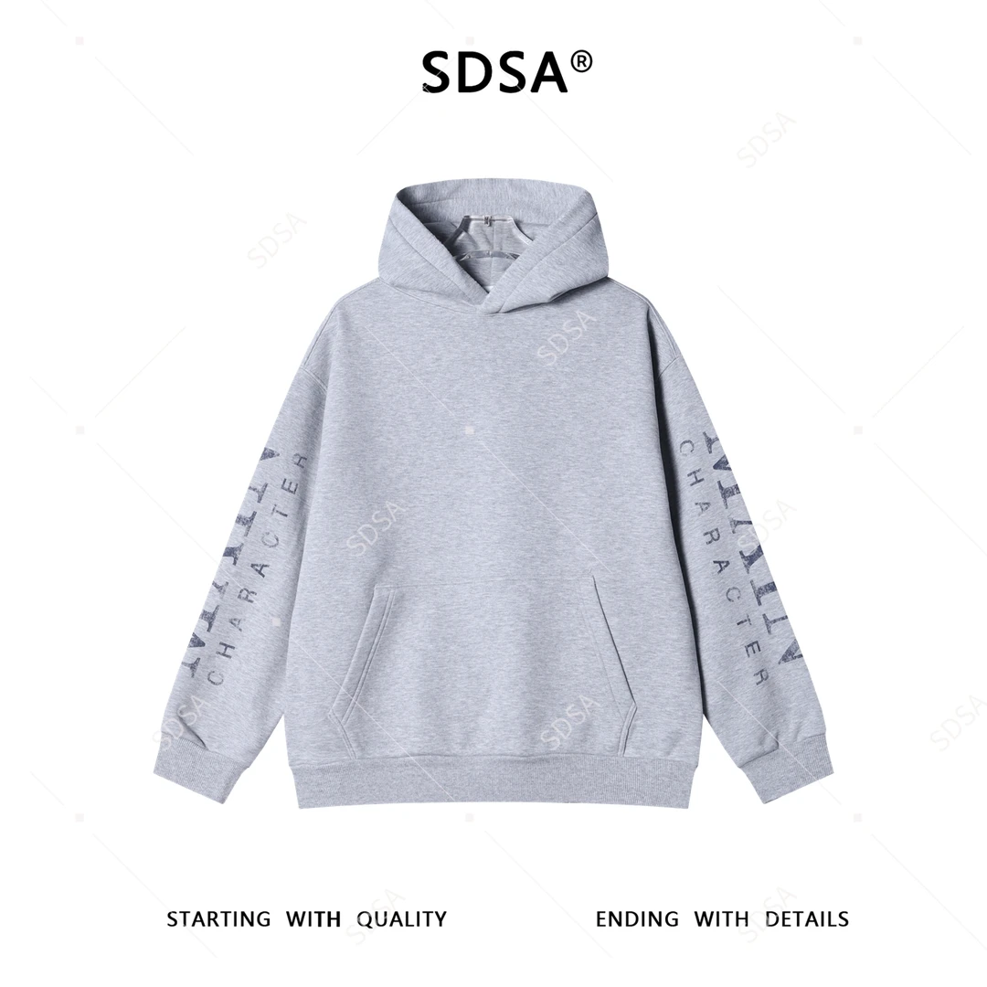 SDSA男士秋冬新款痞帅男装美式撞色印花字母连帽卫衣百搭时尚上衣