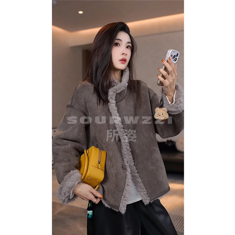 SOURWZZI/所姿100%羊毛反绒面双面穿时尚休闲女士外套SZ-25678
