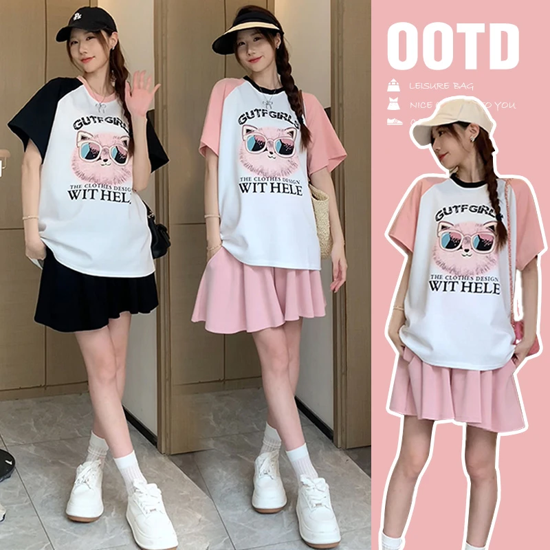 【梦梦妈】孕妇新款2025套装裙裤上衣短袖两件套夏季薄款时尚网红款