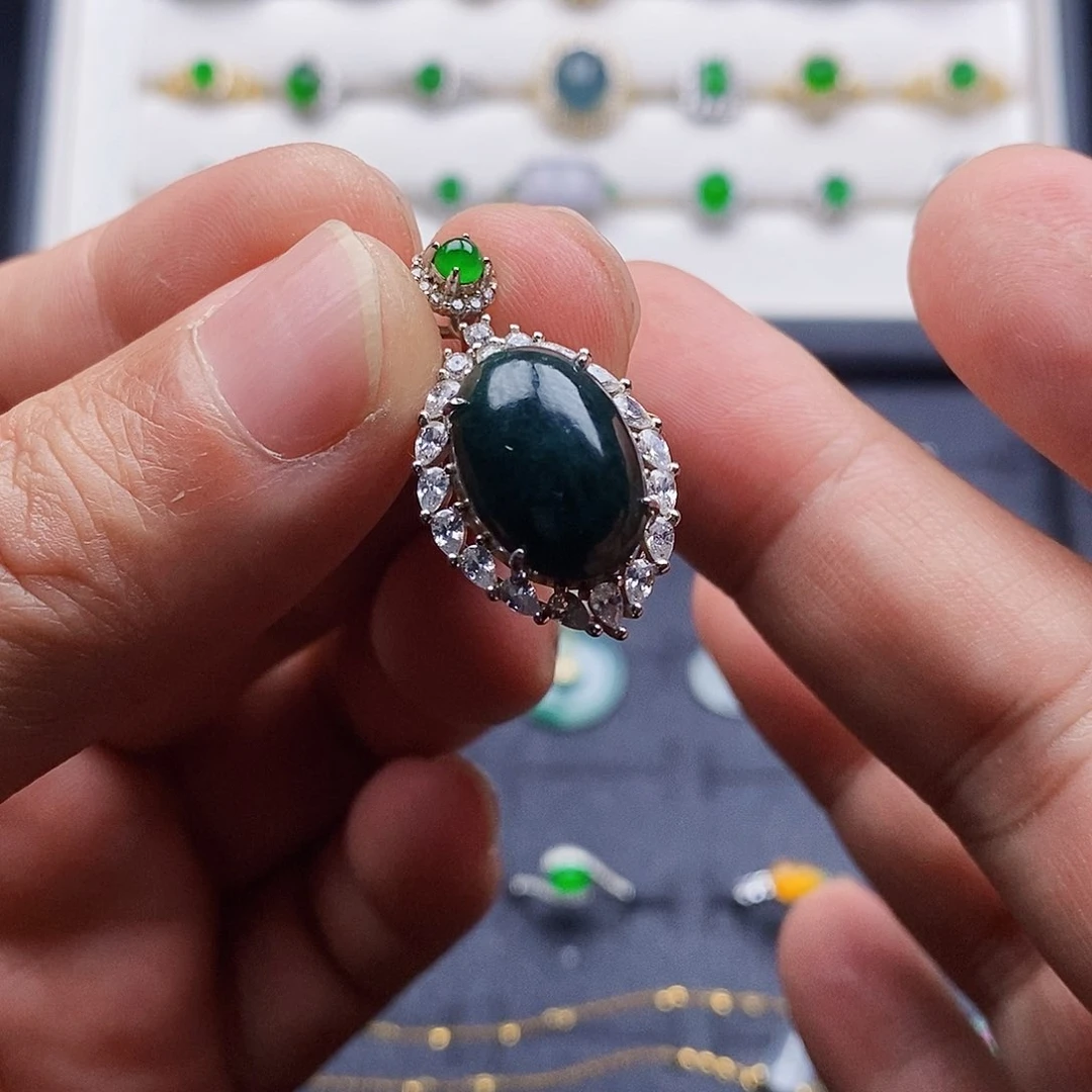 颈饰银S925镶嵌翡翠w w