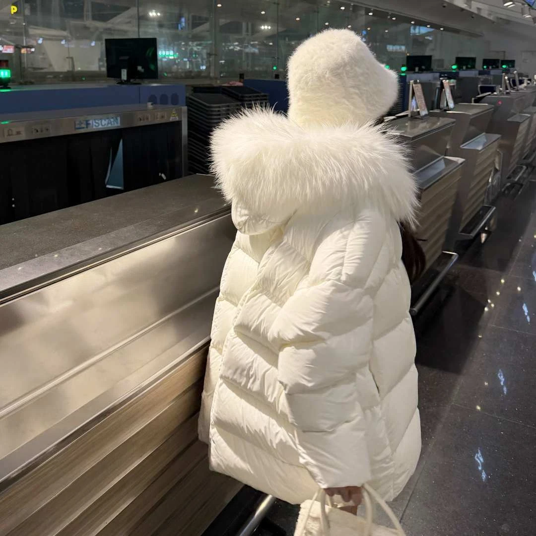 高级小众泡芙云朵大毛领棉服外套女2025冬季新款宽松保暖加厚棉衣