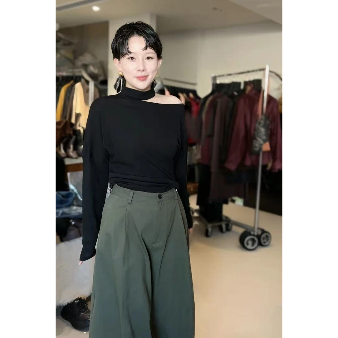 JING秋冬款92563羊毛打底衫女士纯色百搭长袖上衣显瘦