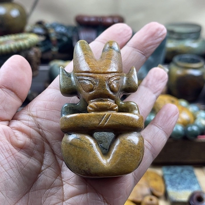 岫岩河磨玉（透闪石质玉）未镶嵌把件岁***积