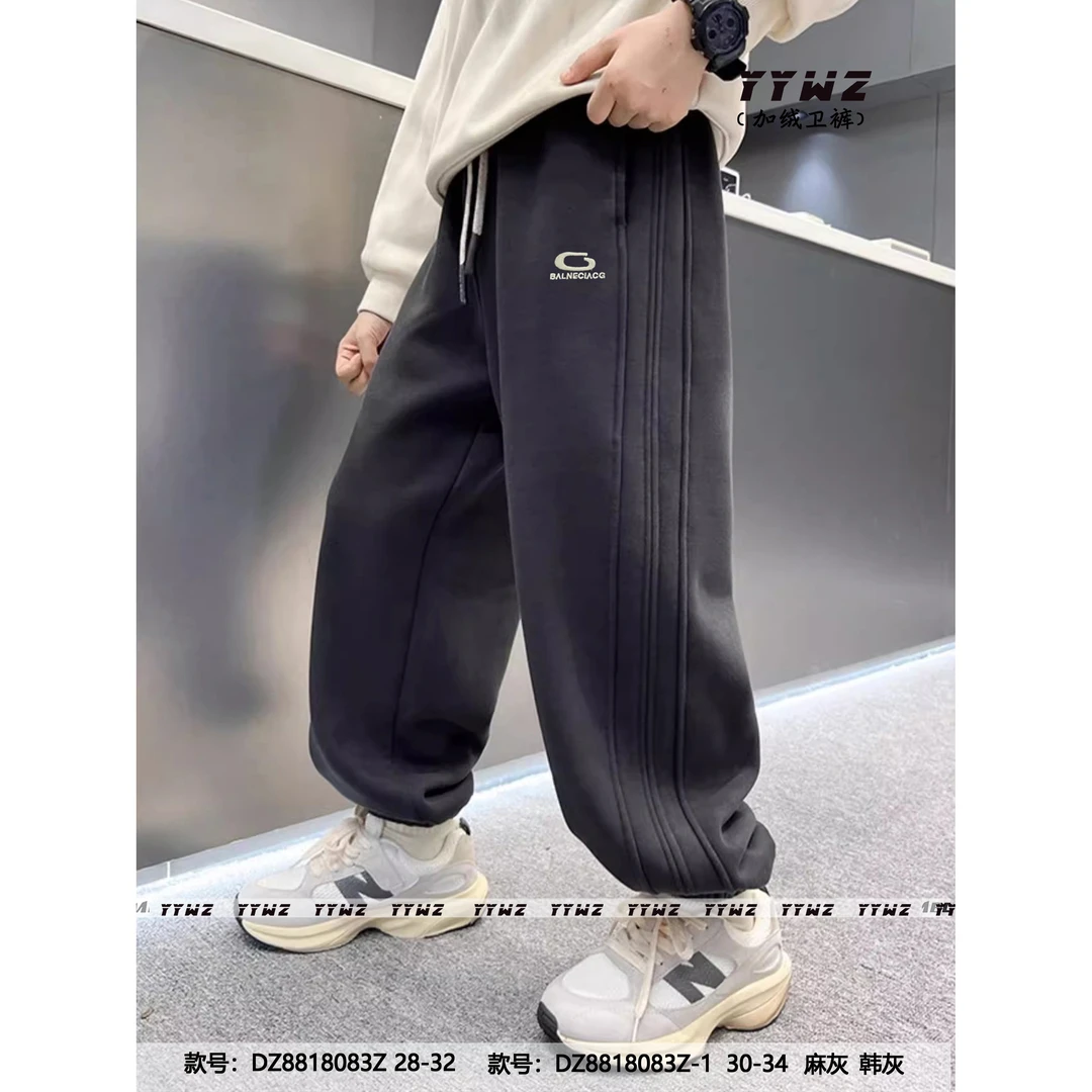 【8083-韩灰色】青少年秋冬加绒款运动卫裤