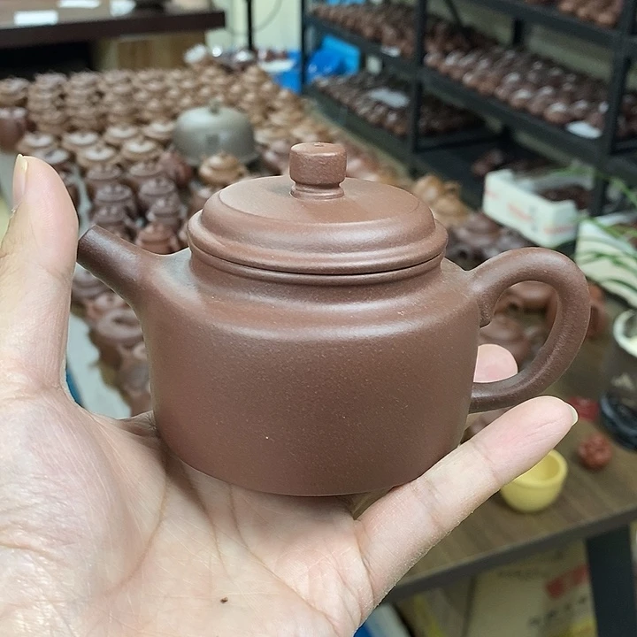 紫砂茶杯德钟老紫泥