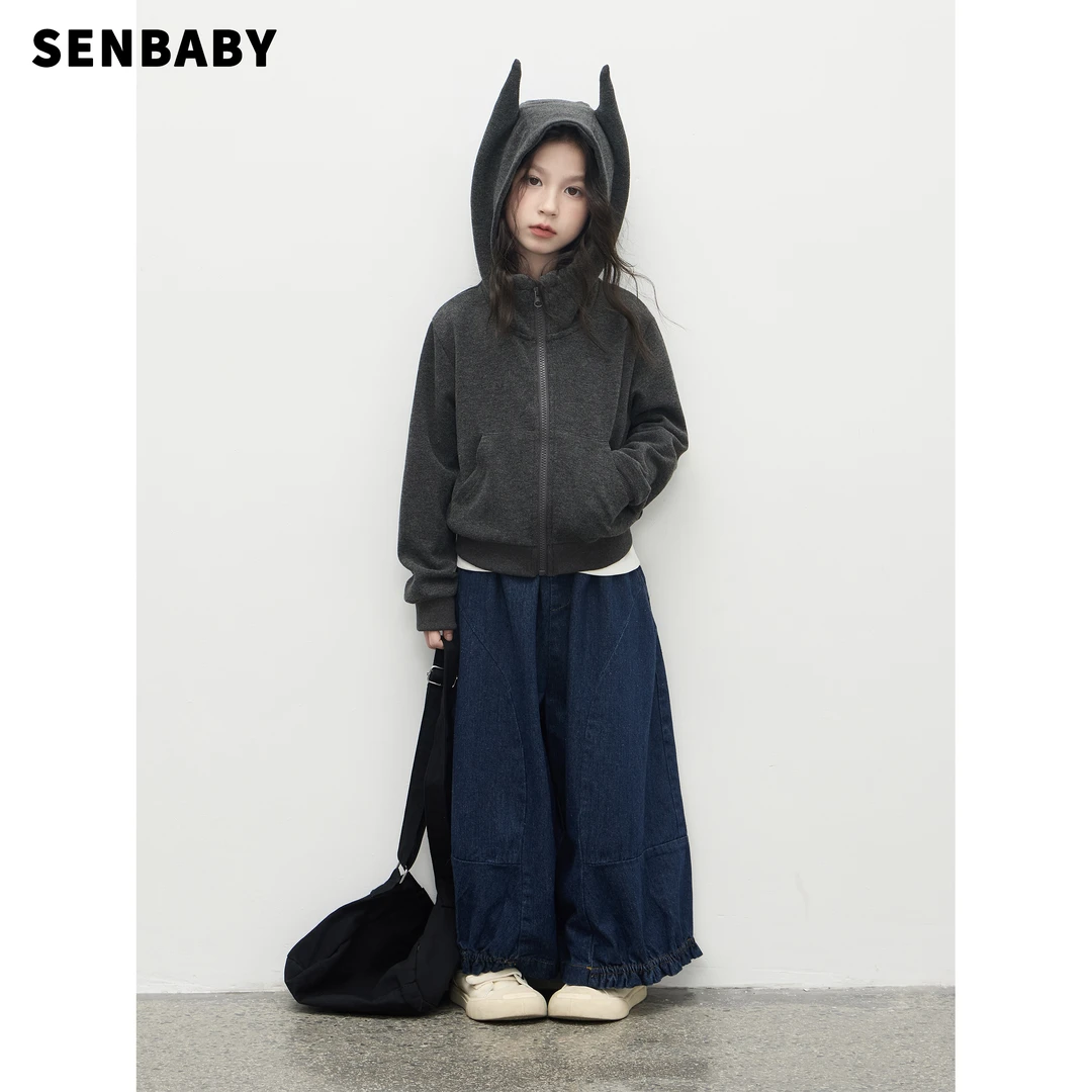 【现货亲子】童装女童个性外套秋季新款韩版潮短款小恶魔耳朵外套