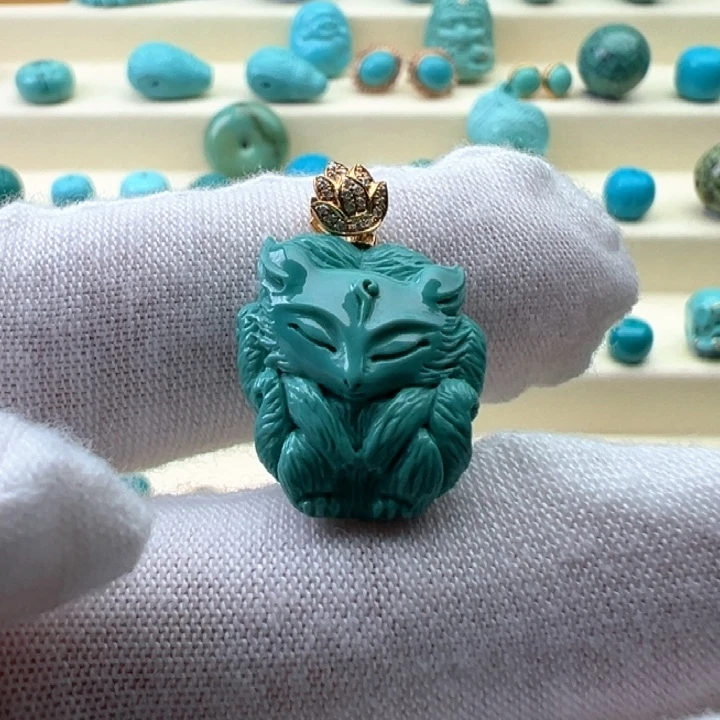 绿松石18K金镶嵌珠宝奇石