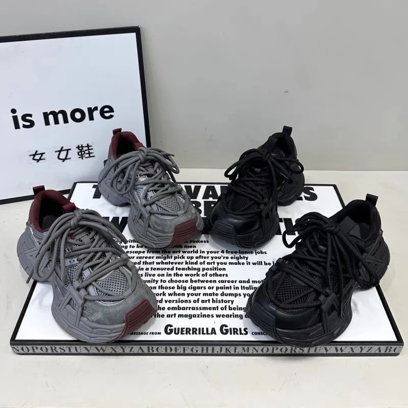 [酷酷世家]时尚百搭复古增高真皮舒适软底防滑耐磨休闲运动老爹鞋