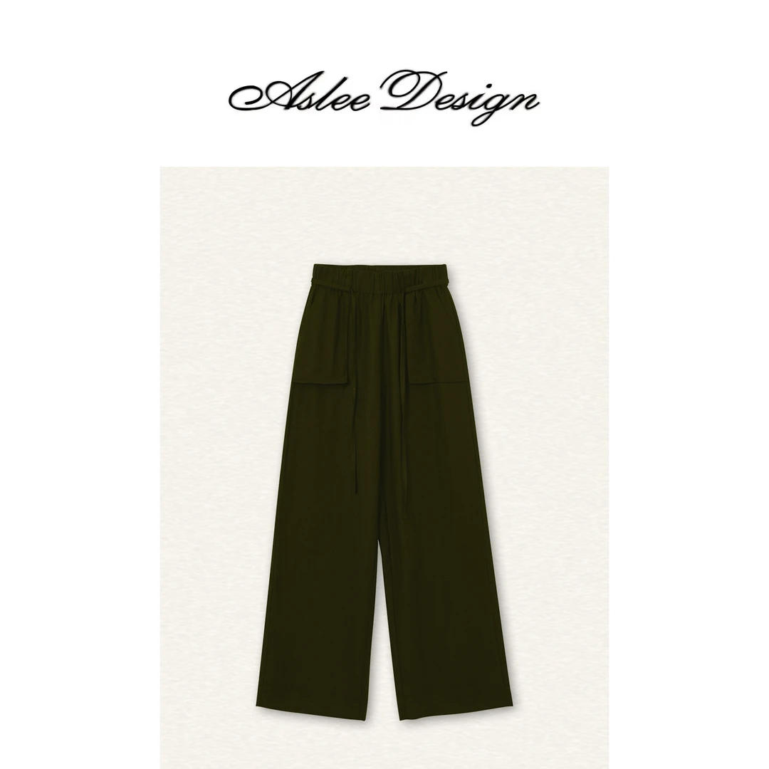 【雪大专属】“抹茶拿铁” 垂感气质抽绳休闲直筒裤LSK240632R