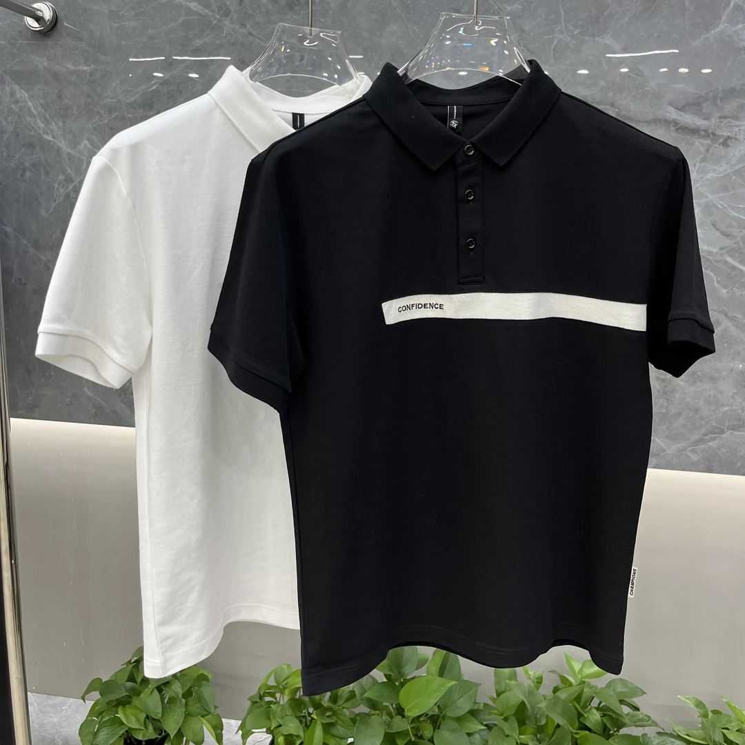 夏季新款时尚轻奢纯色翻领男装Polo衫休闲韩版短袖T恤1141