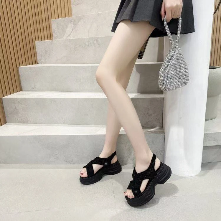 咿丽860欧版凉鞋黑色百搭学生英伦风学院风韩版圆头网红时尚休闲