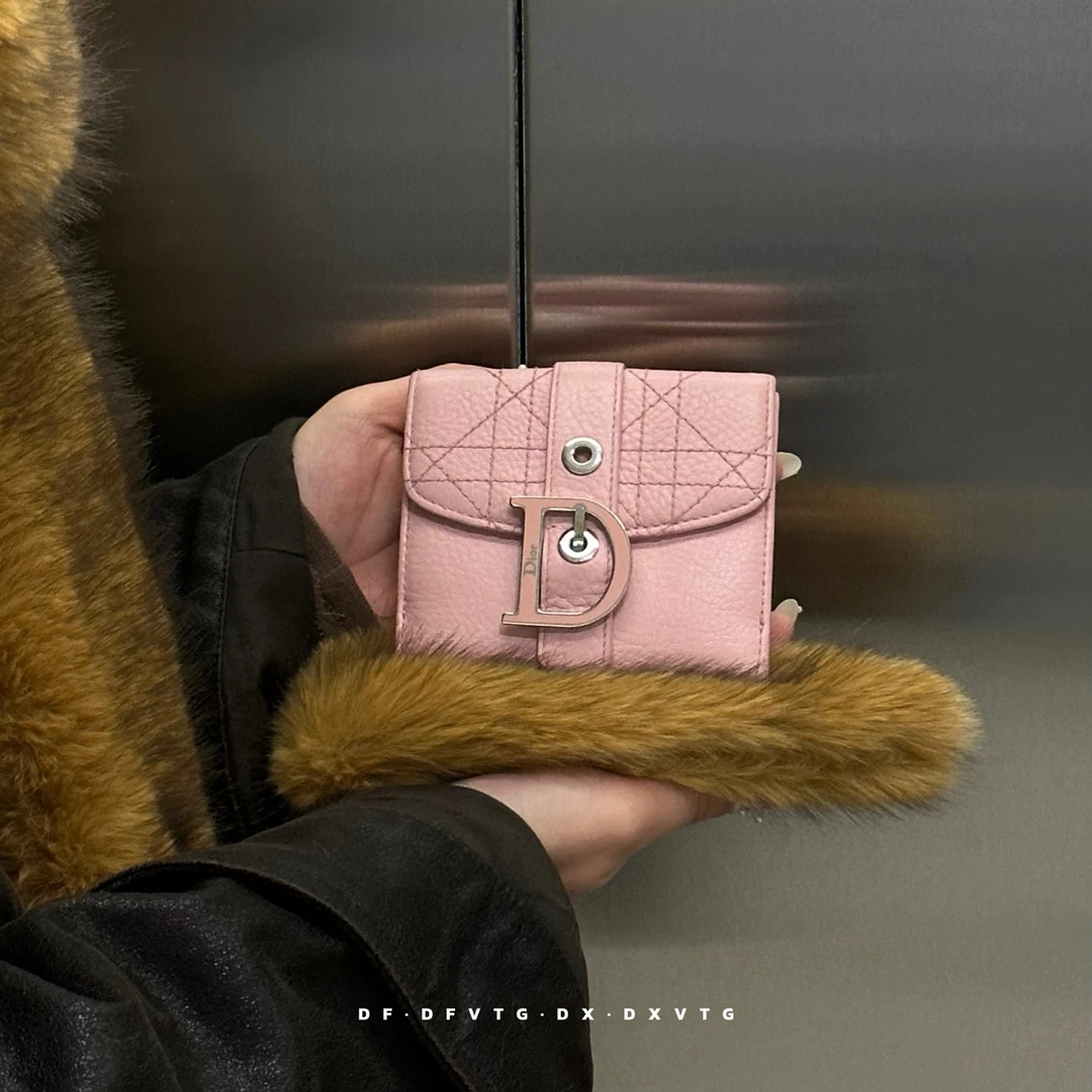 95新 DIOR/迪奥 dior 樱花粉mini punk钱包