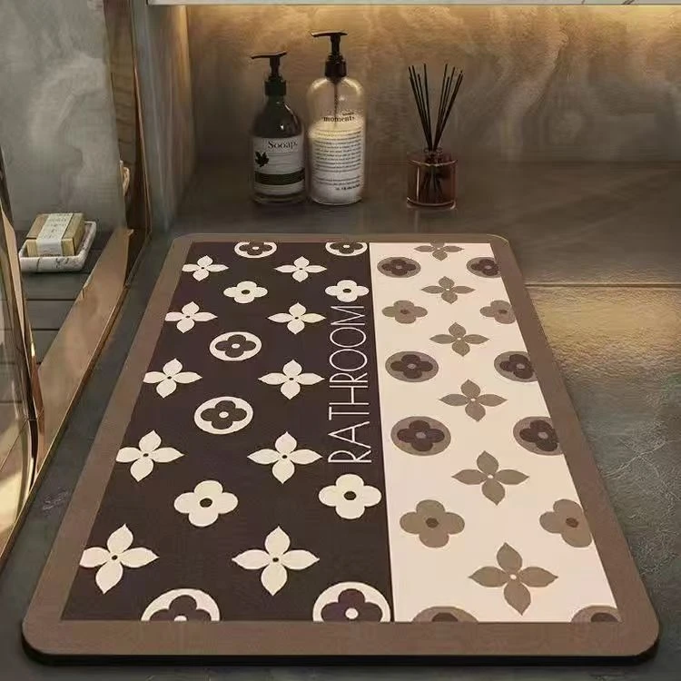 K130老花硅藻泥地毯地垫防滑吸水客厅门厅入户厨房浴室可用