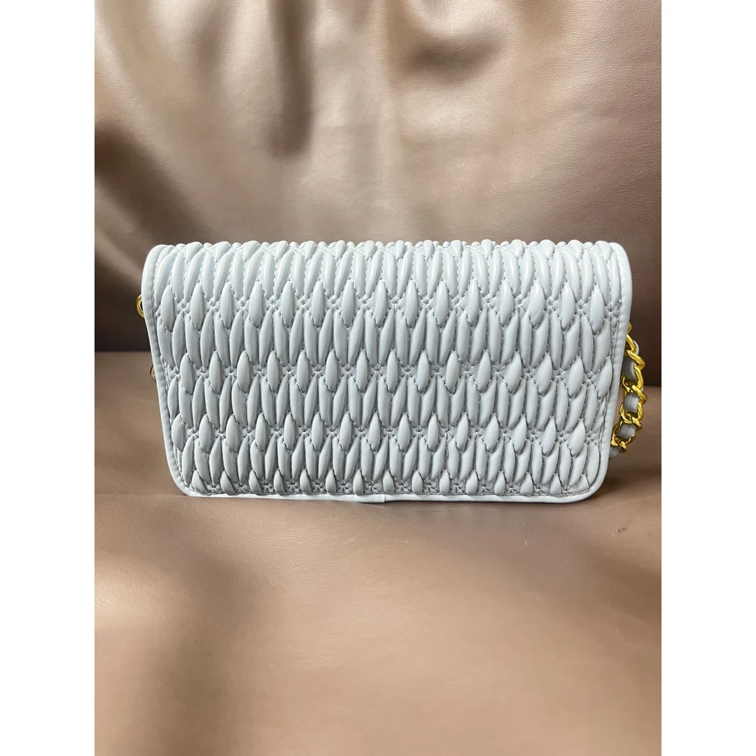 TOLEX2025新款手工时尚褶皱百搭女包黑白粉蓝色
