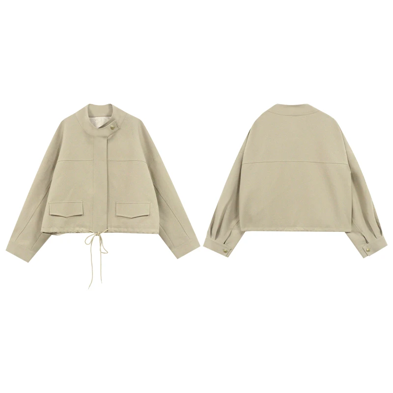 【飞行日】秋季温柔法式气质立体小立领领袢经典耐看外套DM22674