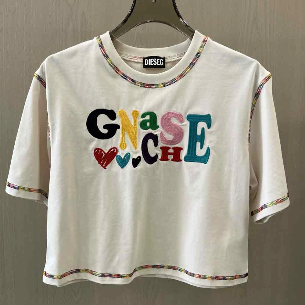 深圳南油高货2025夏季新款时尚百搭圆领辣妹字母刺绣短款上衣女