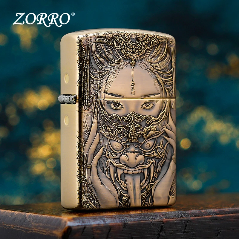 ZORRO佐罗Z3原铜浮雕扎基拉姆煤油防风打火机送男生礼物2025新款