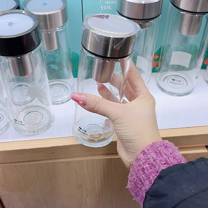 万象品牌单层玻璃杯U302-380钛银