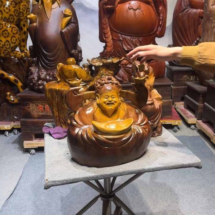 超***邵香樟木香樟木财神爷摆件