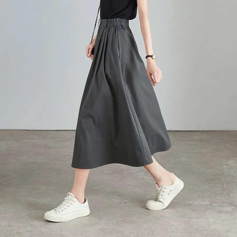设计感通勤减龄夏季薄款时尚中长款高腰遮胯裙子显瘦百搭半身裙女