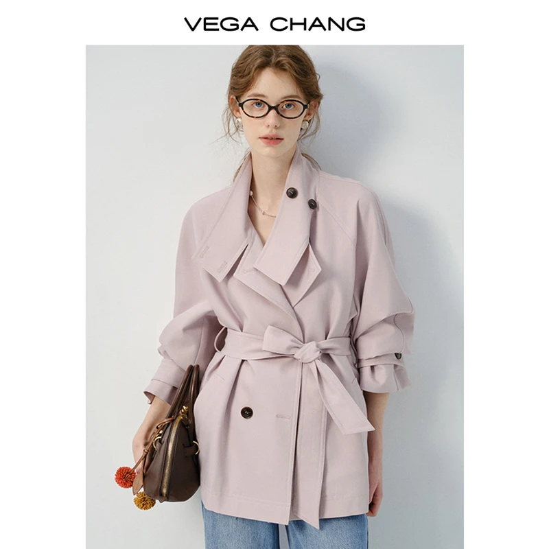 VEGA CHANG风衣外套女2025年秋季新款小个子宽松短款外套7356JJ